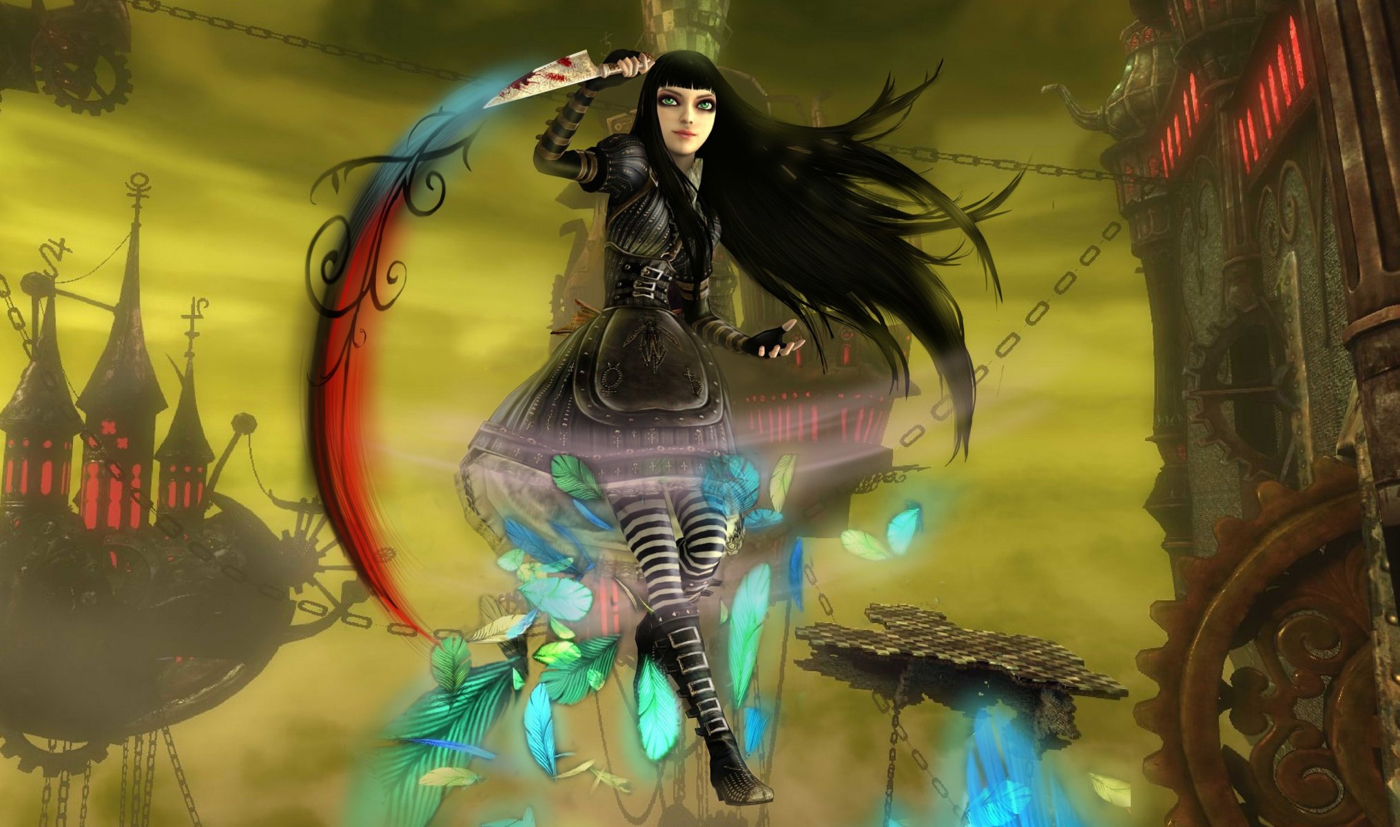 arte phoenix-zhuzh alice madness returns alice castello armi catene piume coltello sangue