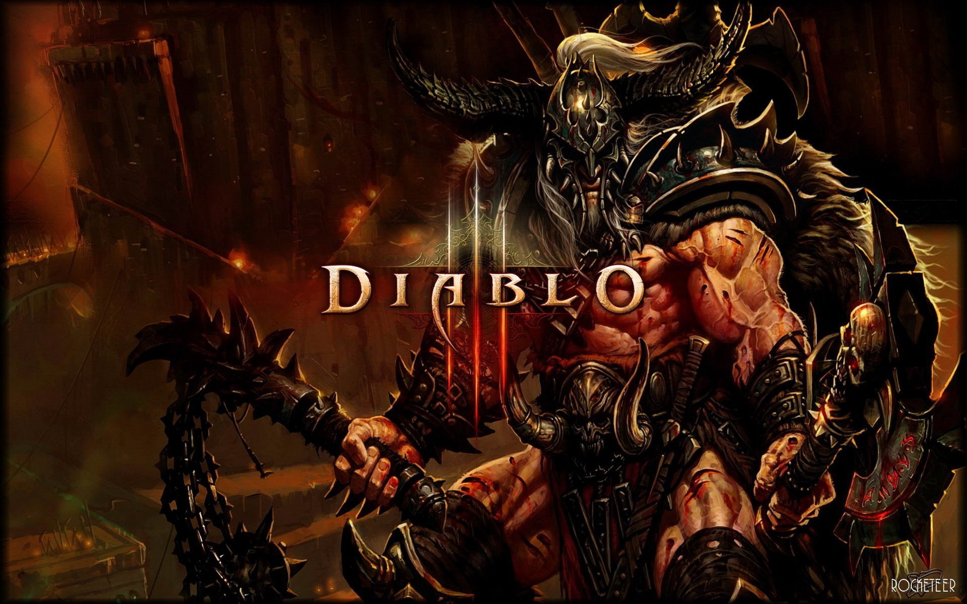 diablo iii barbarzyńca logo broń