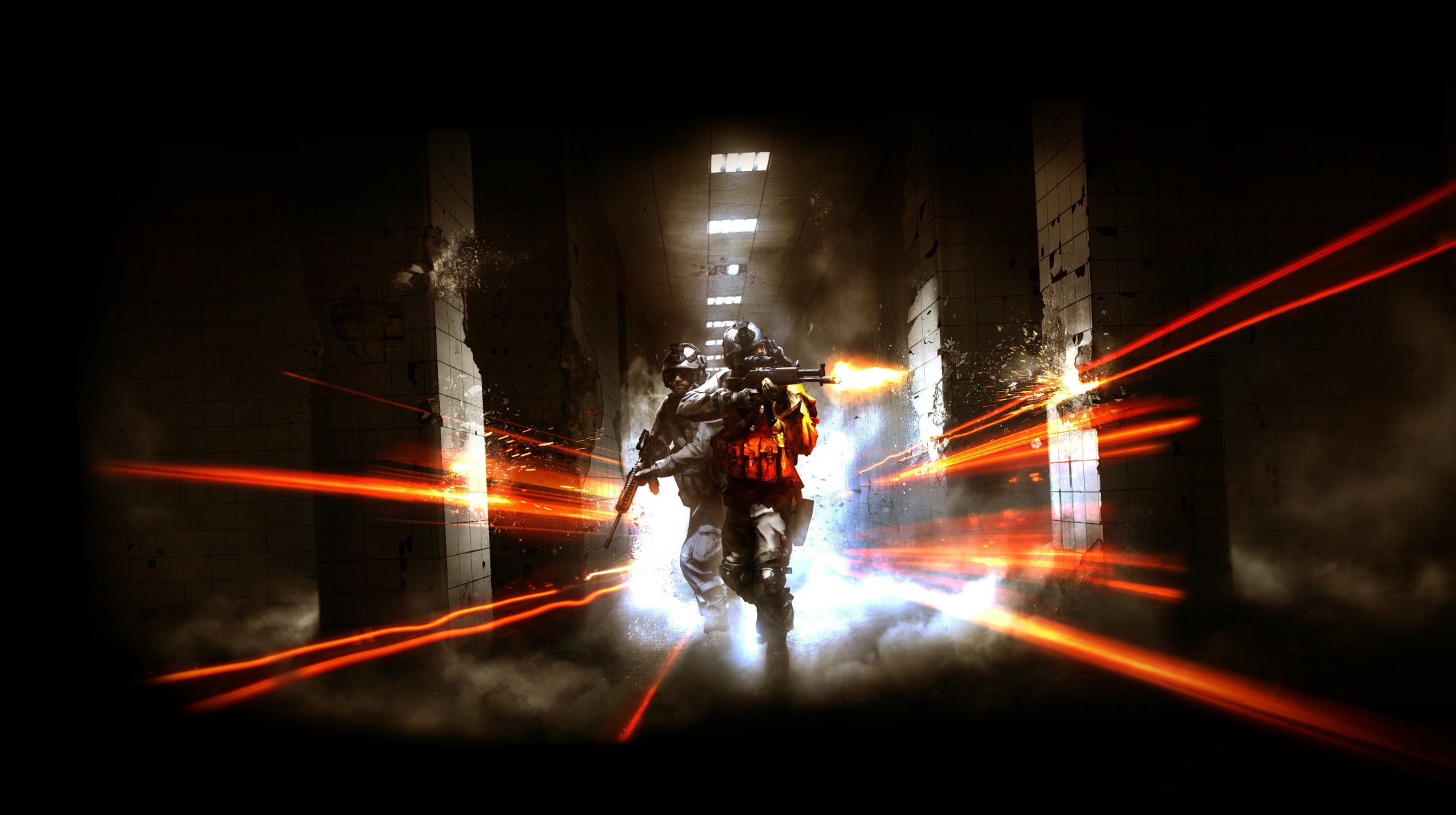 battlefield 3 broń kafelek ogień światło lampa kolumny dym