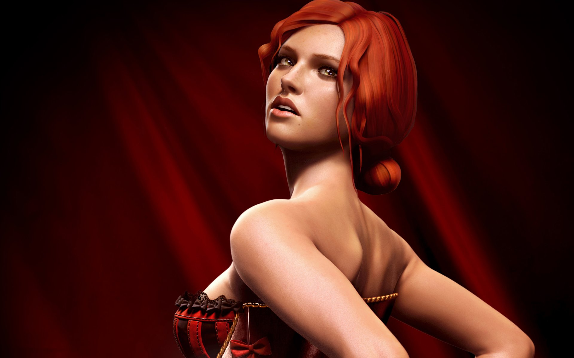 the witcher 2: killer kings triss merigold pelirroja the witcher 2 mirada labios corsé