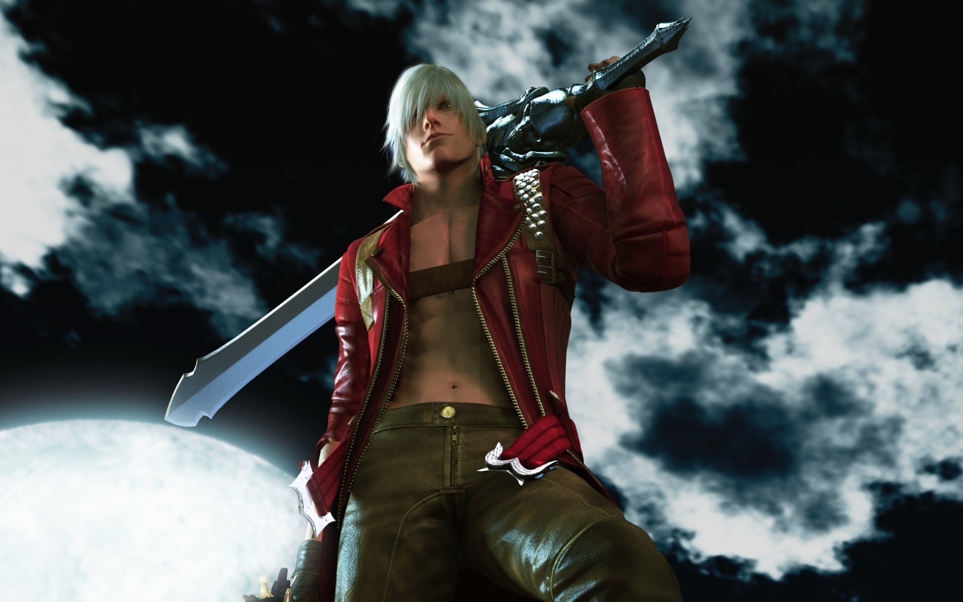 devil may cry 3 dmc fondos de pantalla del juego dante demonio luz de la luna colina nubes noche espada rebelión luna rebellion