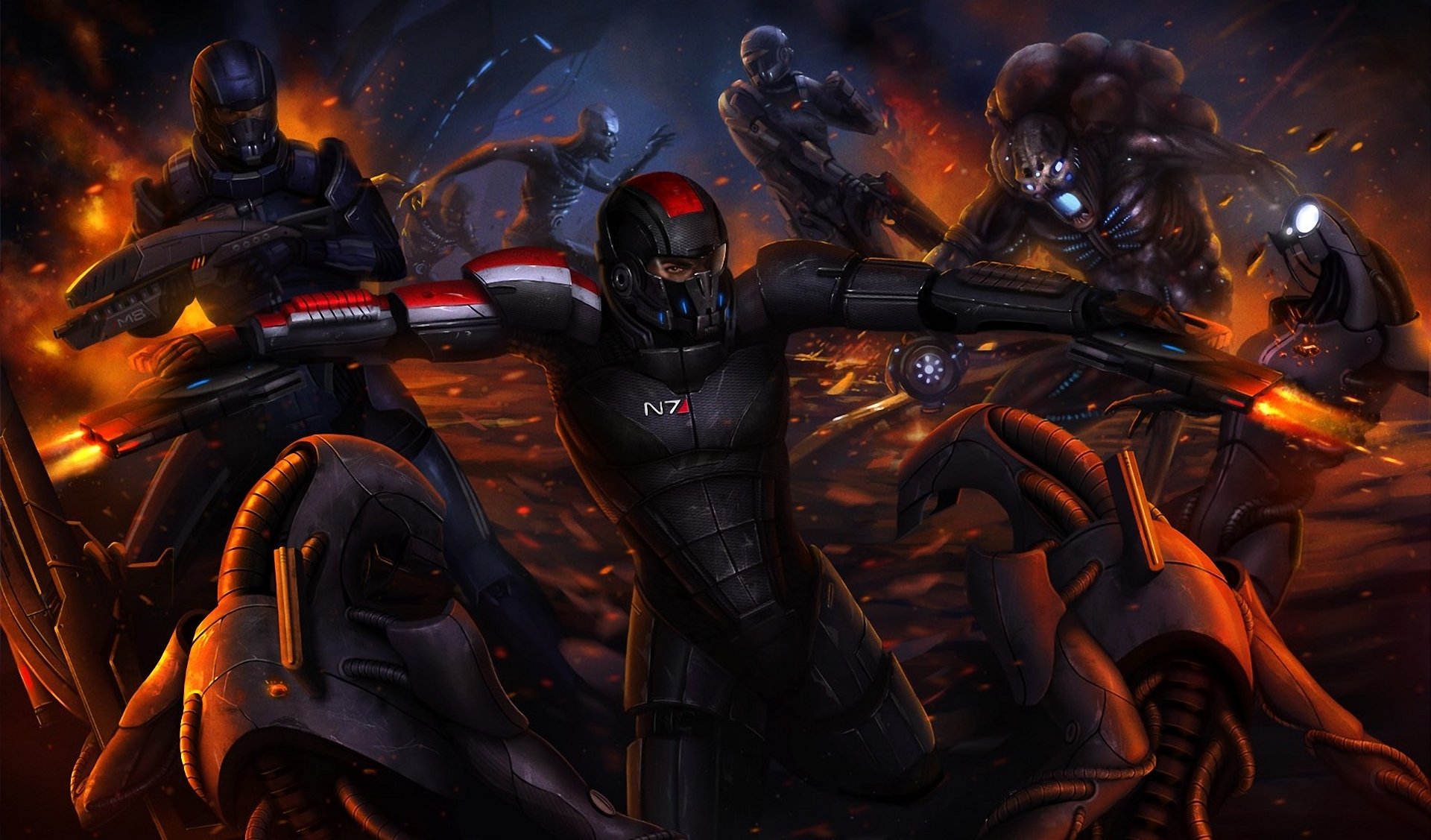 mass effect 3 kunst kapitän shepard reaper roboter schlacht