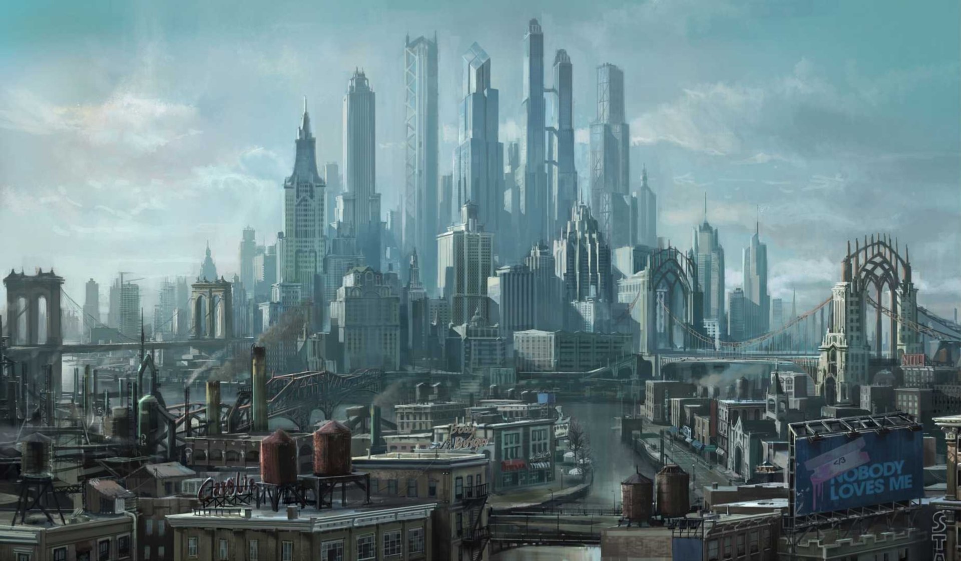 aints row the third town future metropolis skyscraper art