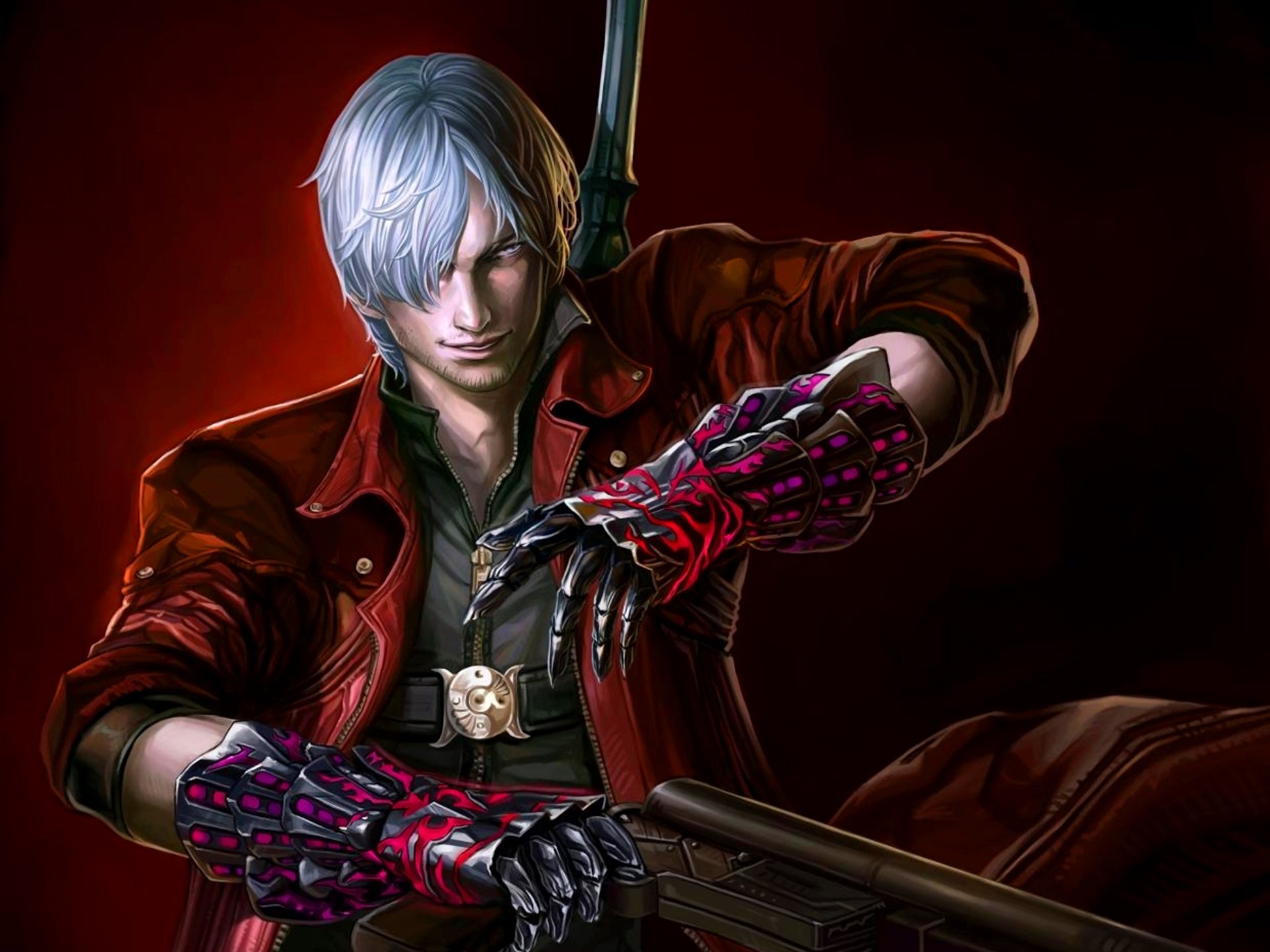 devil may cry 4 dmc dwd art sfondi di gioco fanart dante ribellione spada armi ebano e avorio gilgamesh vista mantello rosso pistole