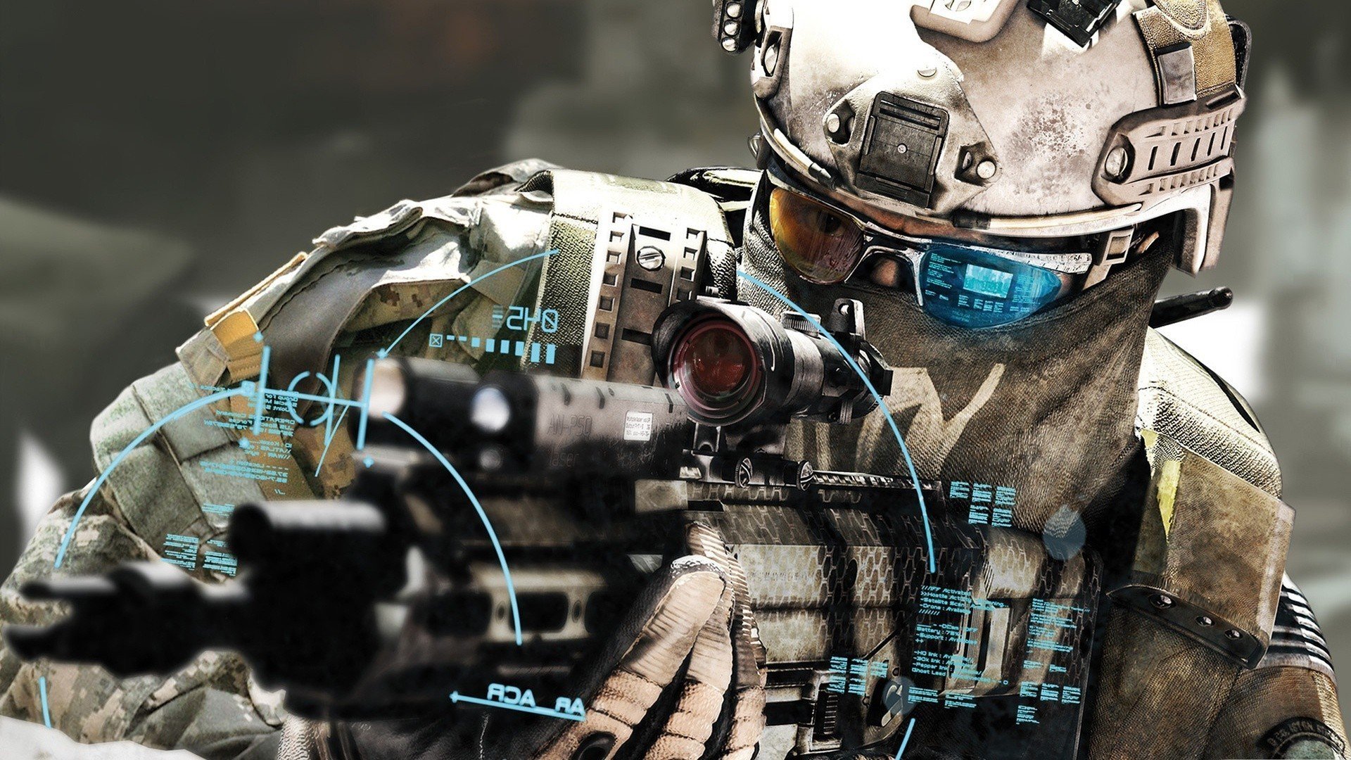 tom clancy ghost recon: future soldier soldado ametralladora armas electrónica vista