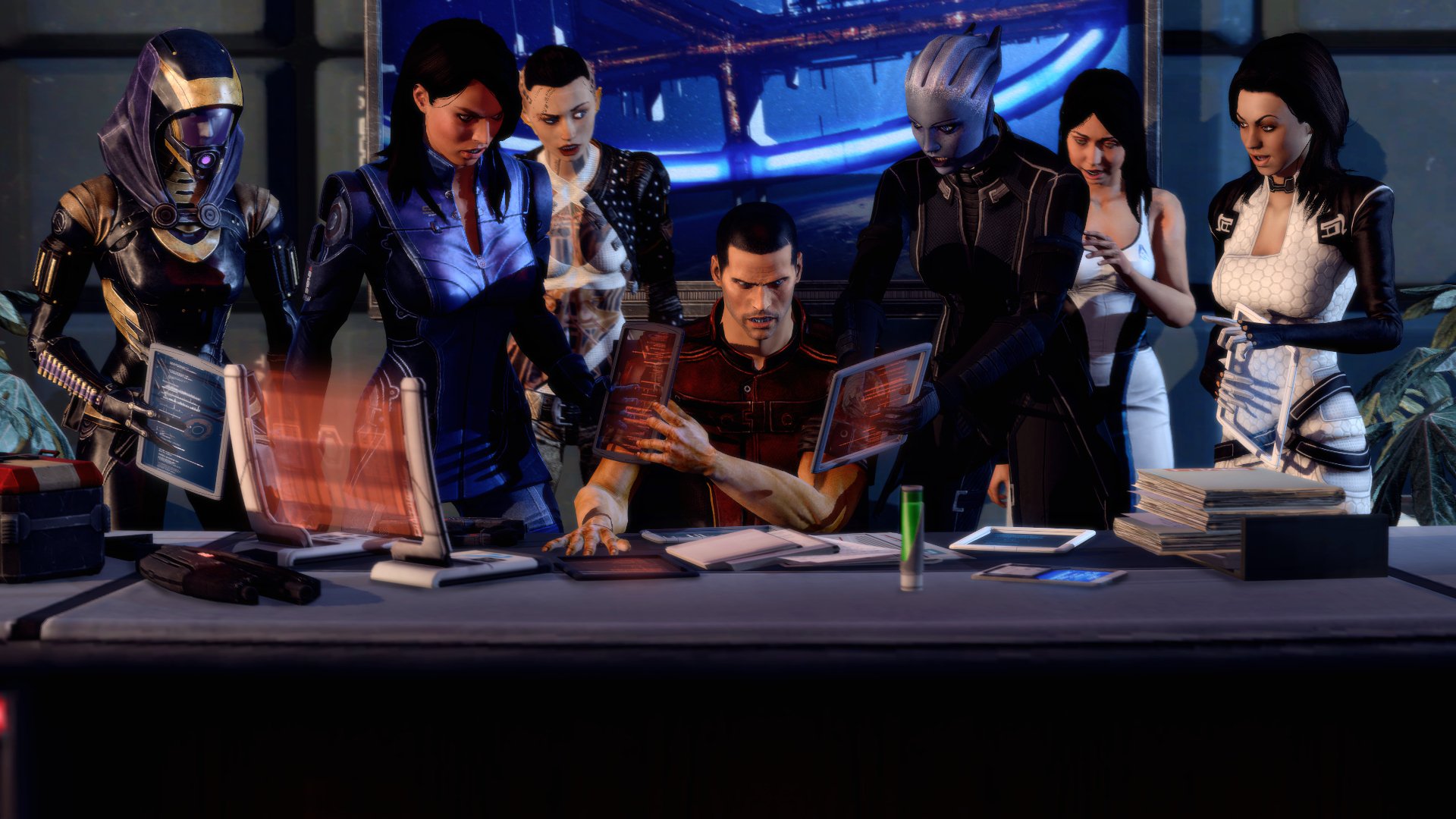 art mass effect 3 shepard and shepard company job collage table ashley liara pulley jack miranda diana