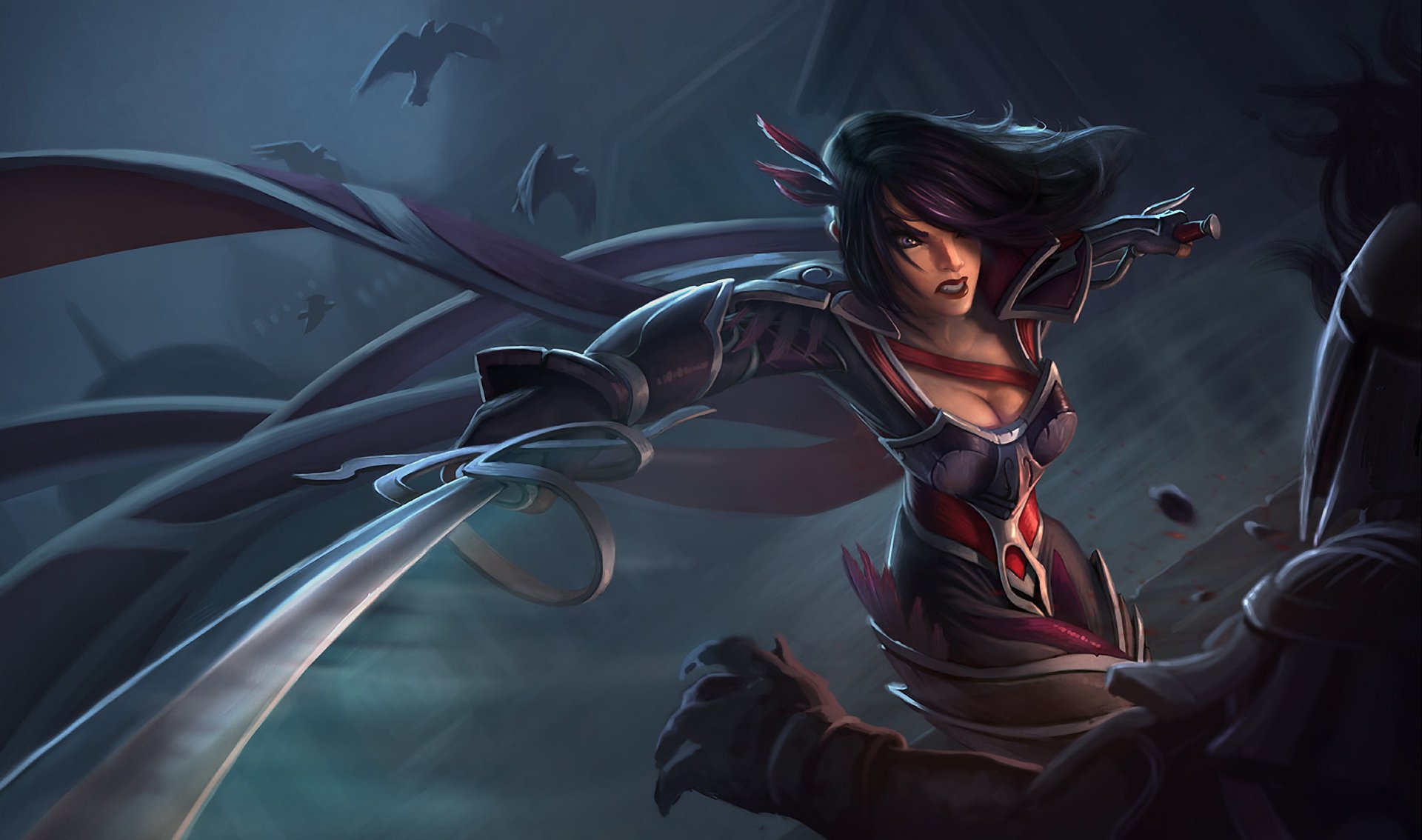 league of legends lol nightraven fiora mädchen rüstung waffen kick blut