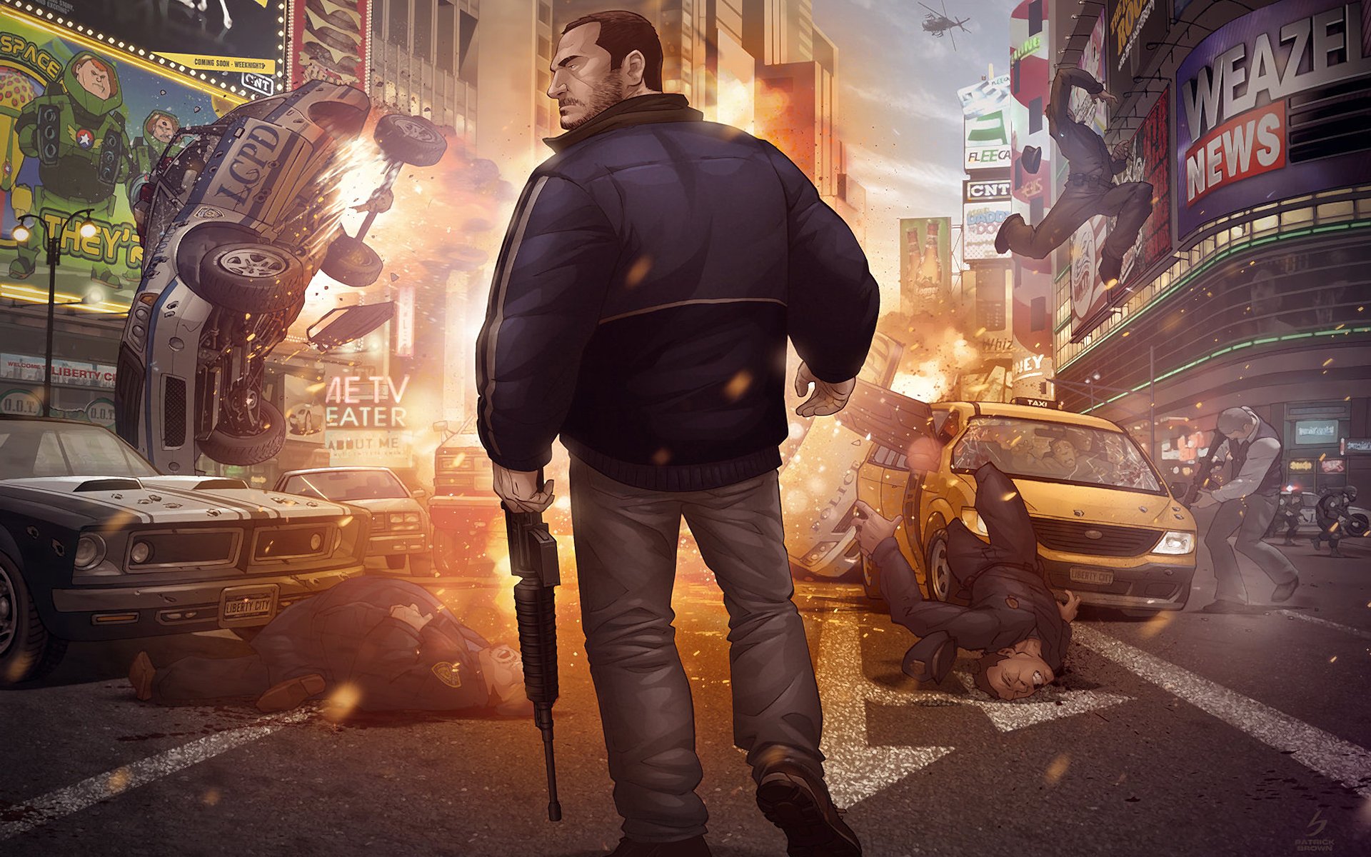 grand theft auto iv финал нью йорк взрыв такси полиция нико беллик центр патрик браун