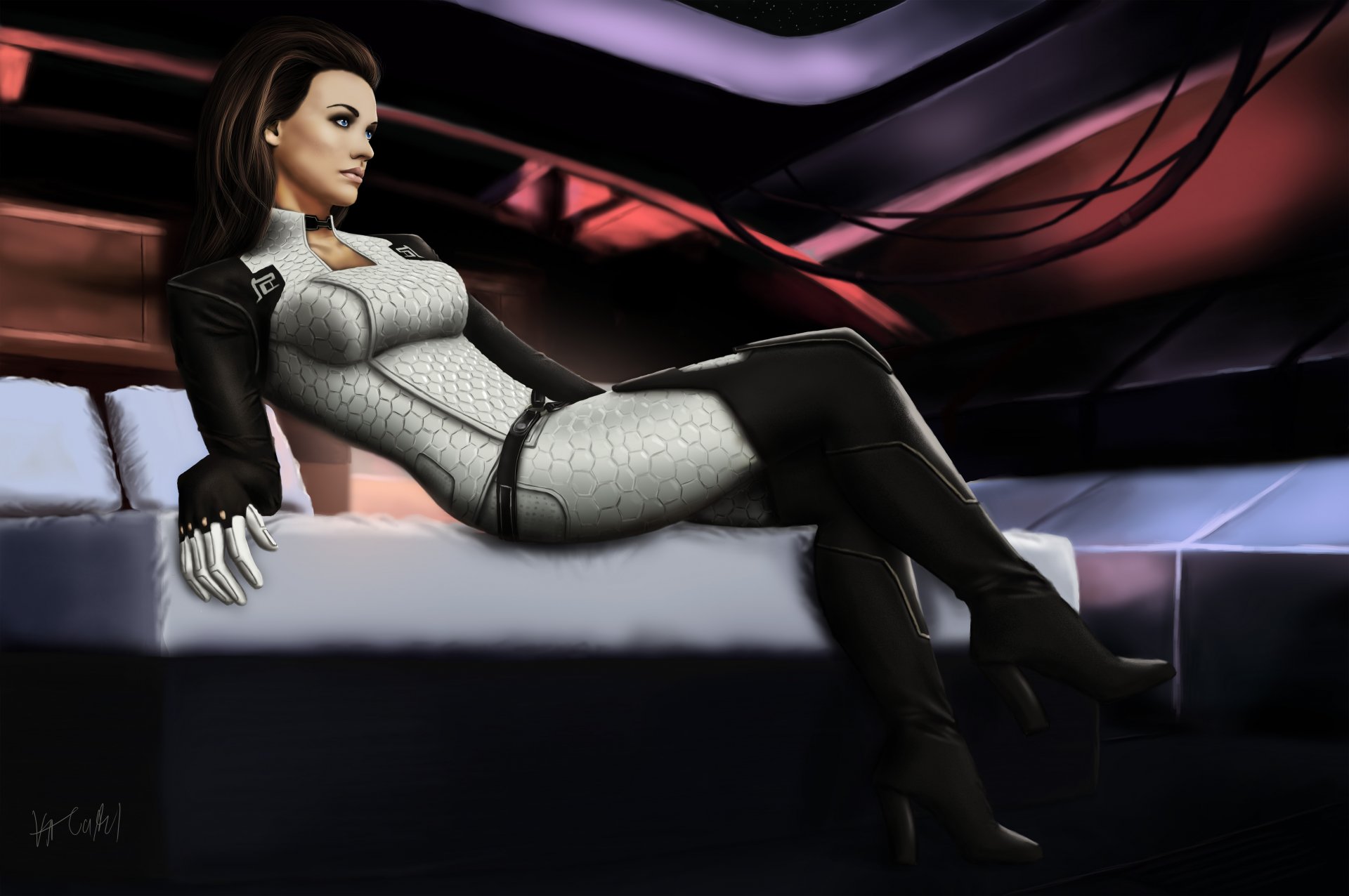 kunst mass effect miranda lawson miranda kabine bett cerberus mädchen