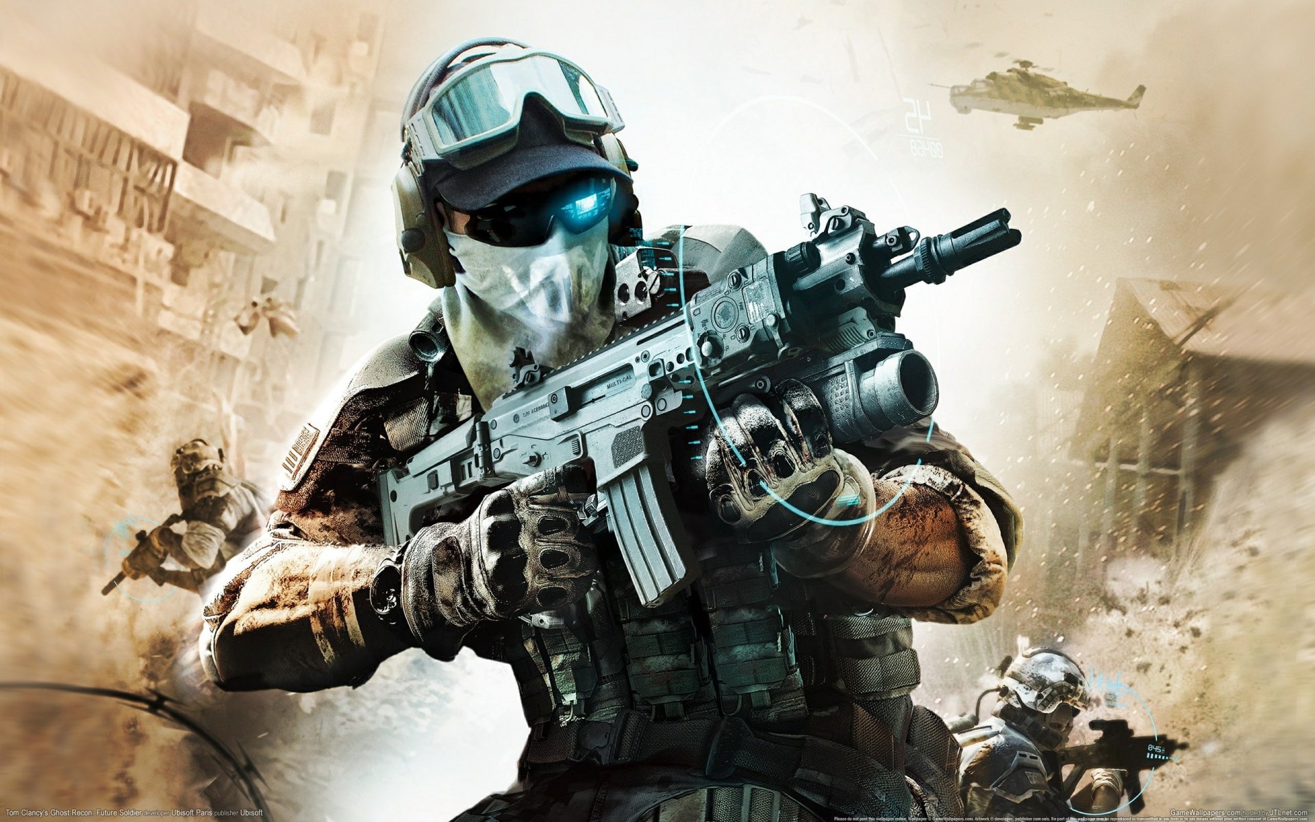 ghost recon: future soldier ghost squad tom clancy broń żołnierze hologram okulary rękawiczki luneta karabin maszynowy kamuflaż eksplozja