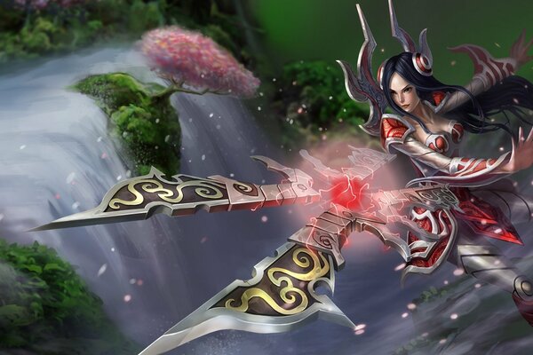 League of Legends game girl with a sword