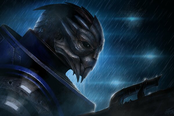 Garrus wakarian in armatura e con armi