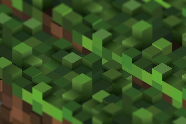 Cubos de Minecraft verde y marrón mosaico