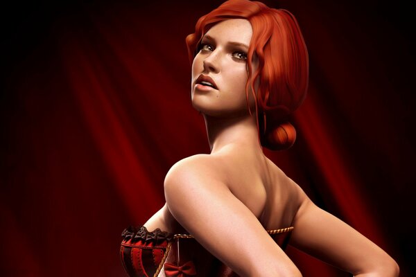 Sexy redhead strega in corsetto