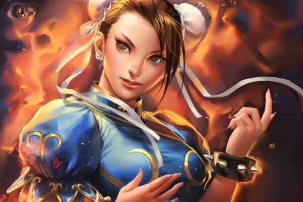 Chun-li chica del juego ella es el fuego en este mundo no predecible