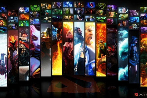 Sfondo del desktop con gli eroi di Dota 2