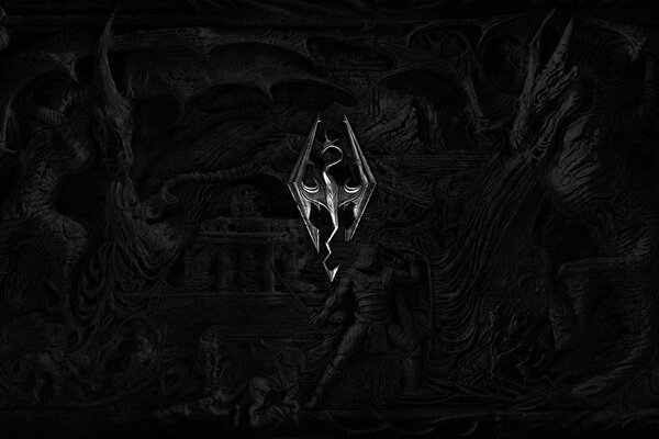 The elder scrolls skyrim logo sur fond noir