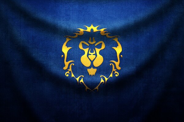 Blaue Flagge, Löwenbild, goldener Löwe-Schnauze