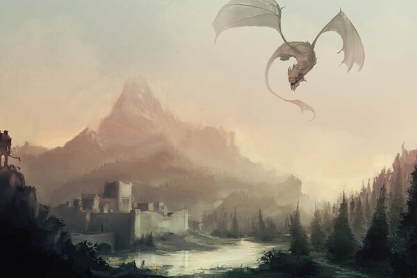 The elder scrolls v Skyrim Drago tra le nuvole