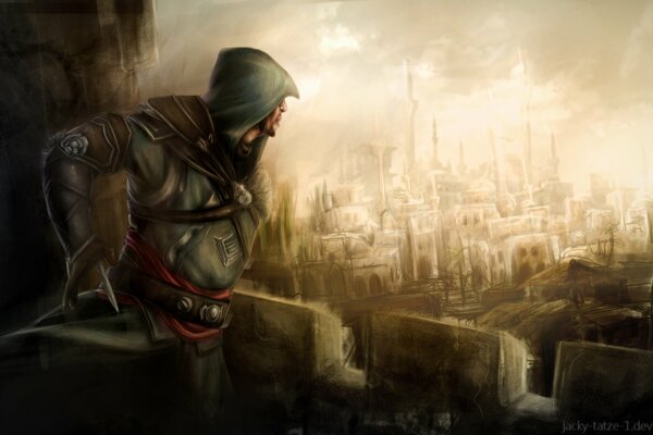 Ezio looks at Constantinople in a haze