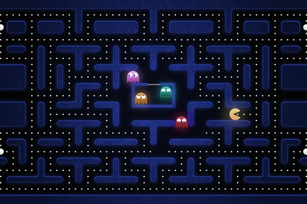 Arcade video game with monsters in a maze