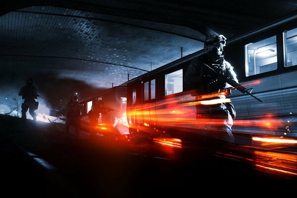 Battlefield 3 Soldaten gehen in die U-Bahn