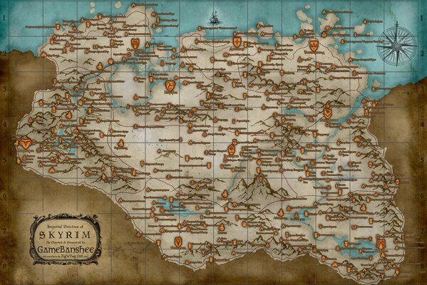 Image of the Skyrim game map