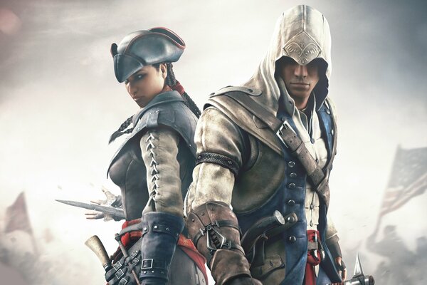 Héroes del juego Assassins Creed 3 primer plano