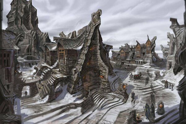 Immagine della città di Windhelm dal gioco per computer