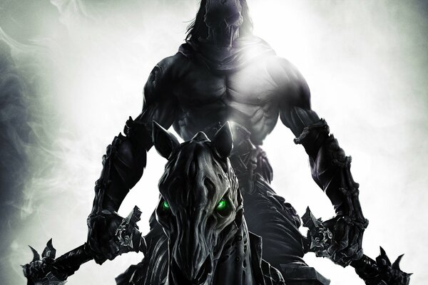 Le personnage du jeu Darksiders Monte à cheval