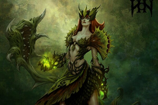 Ligue des légendes, zyra, fille, plantes, armes, magie, crocs