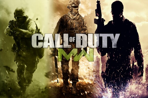 Trois soldats du jeu call of duty dans la guerre