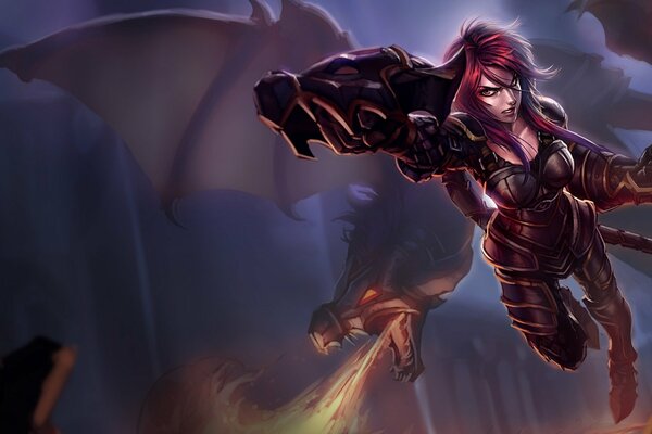 Art sur le jeu League of Legends fille avec un dragon