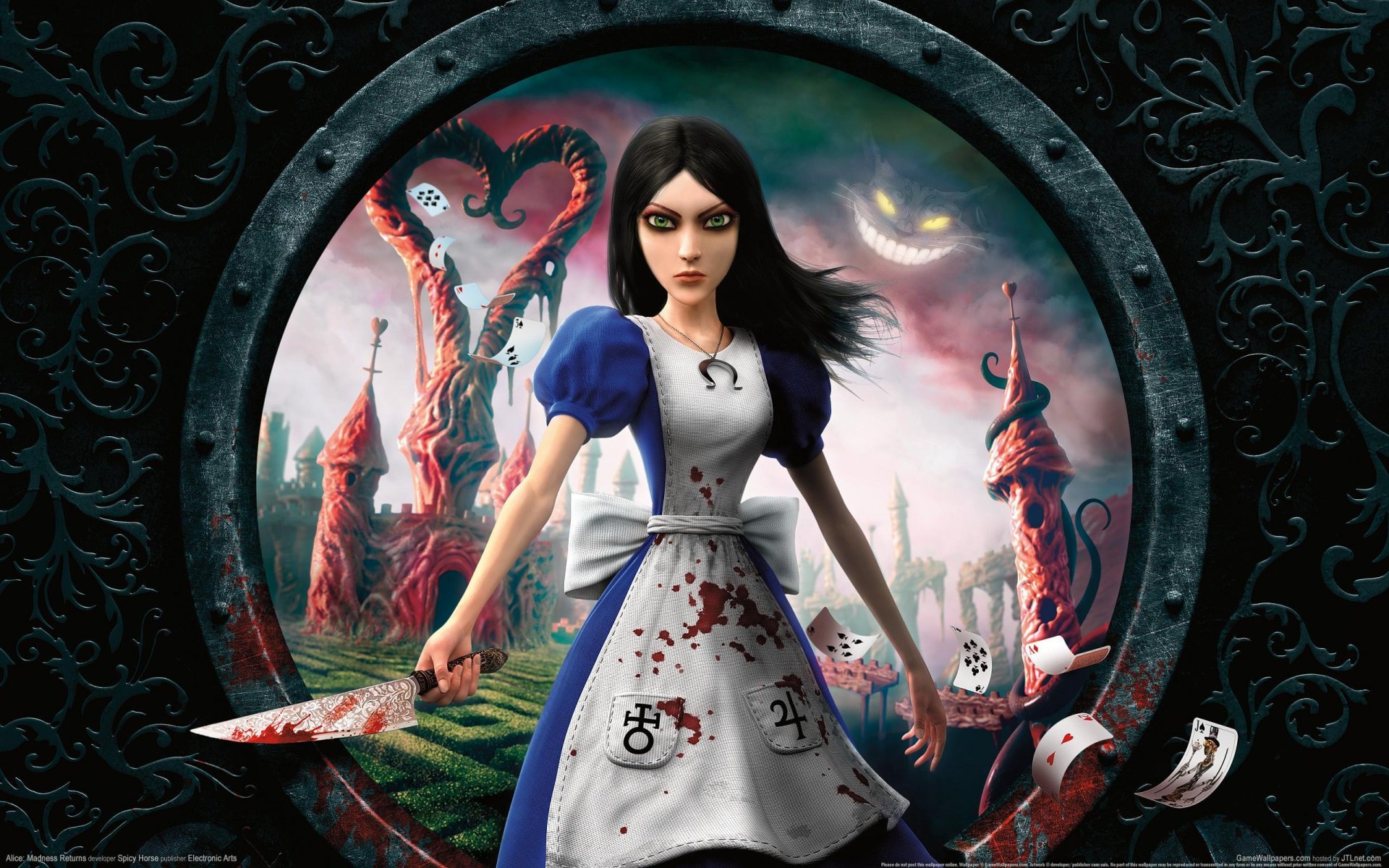 alice madness returns alice cartes couteau sang