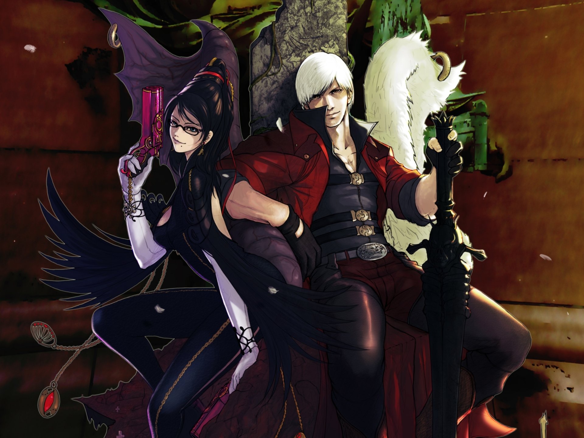 bayonetta vs dmc yukikaseni devil may cry dante assassini in compagnia armi e spade giochi fanart bayonetta armi pistole spade