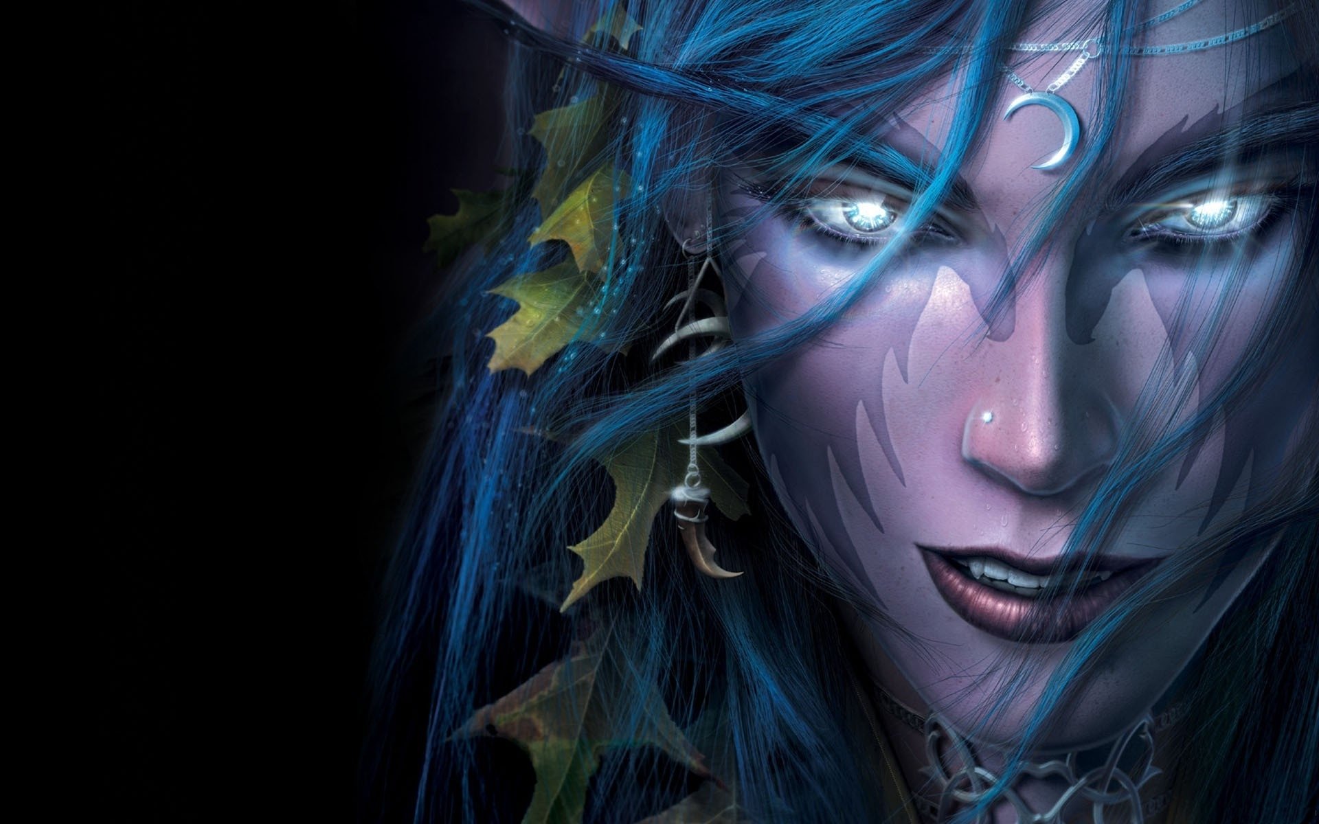 warcraft 3 the frozen throne elfe de la nuit warcraft 3 artisanat de guerre trône de glace fille visage cheveux yeux paillettes boucle d oreille