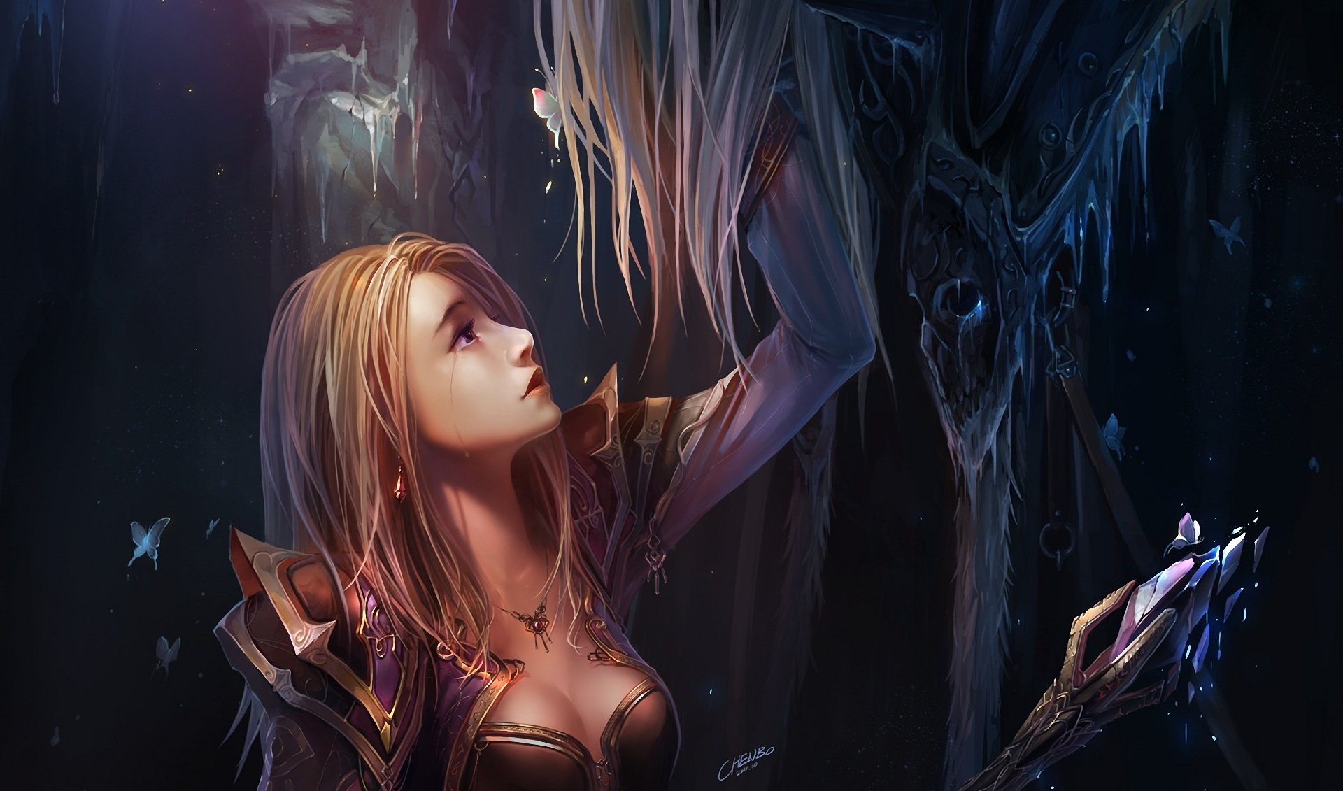 art chenbo world of warcraft girl tears staff crystal broken butterfly artes lich jaina