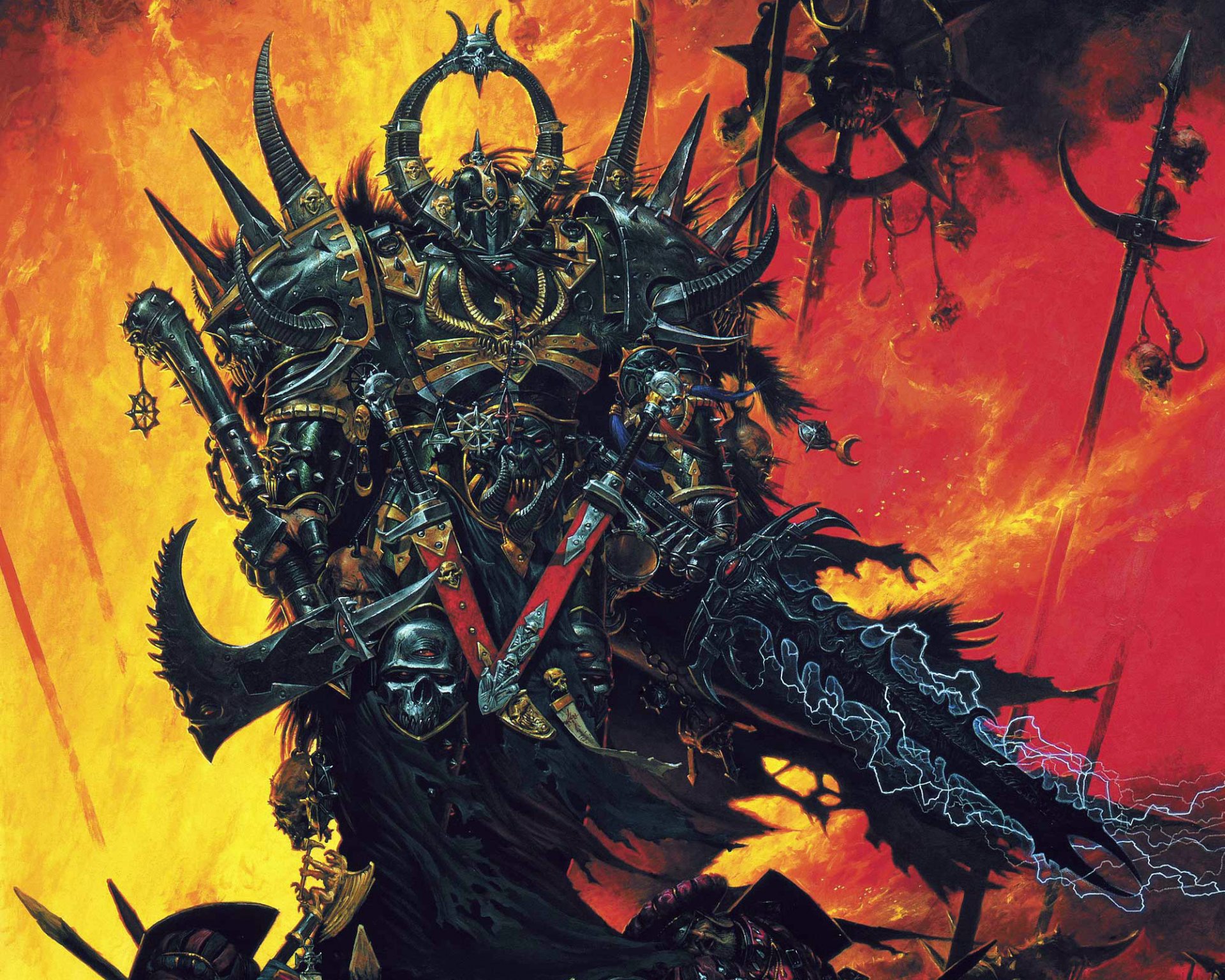 warhammer fantasie schlachten champion khorn krieger chaos rüstung schwert axt leichen