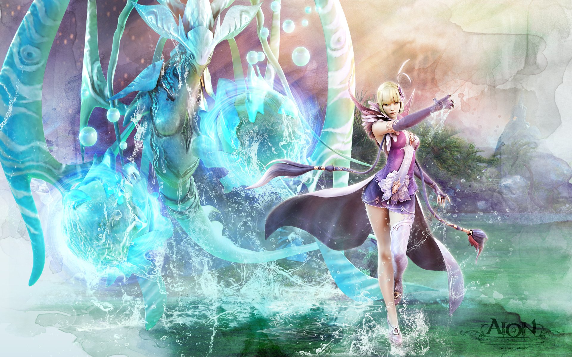 aion chica mago agua criatura magia