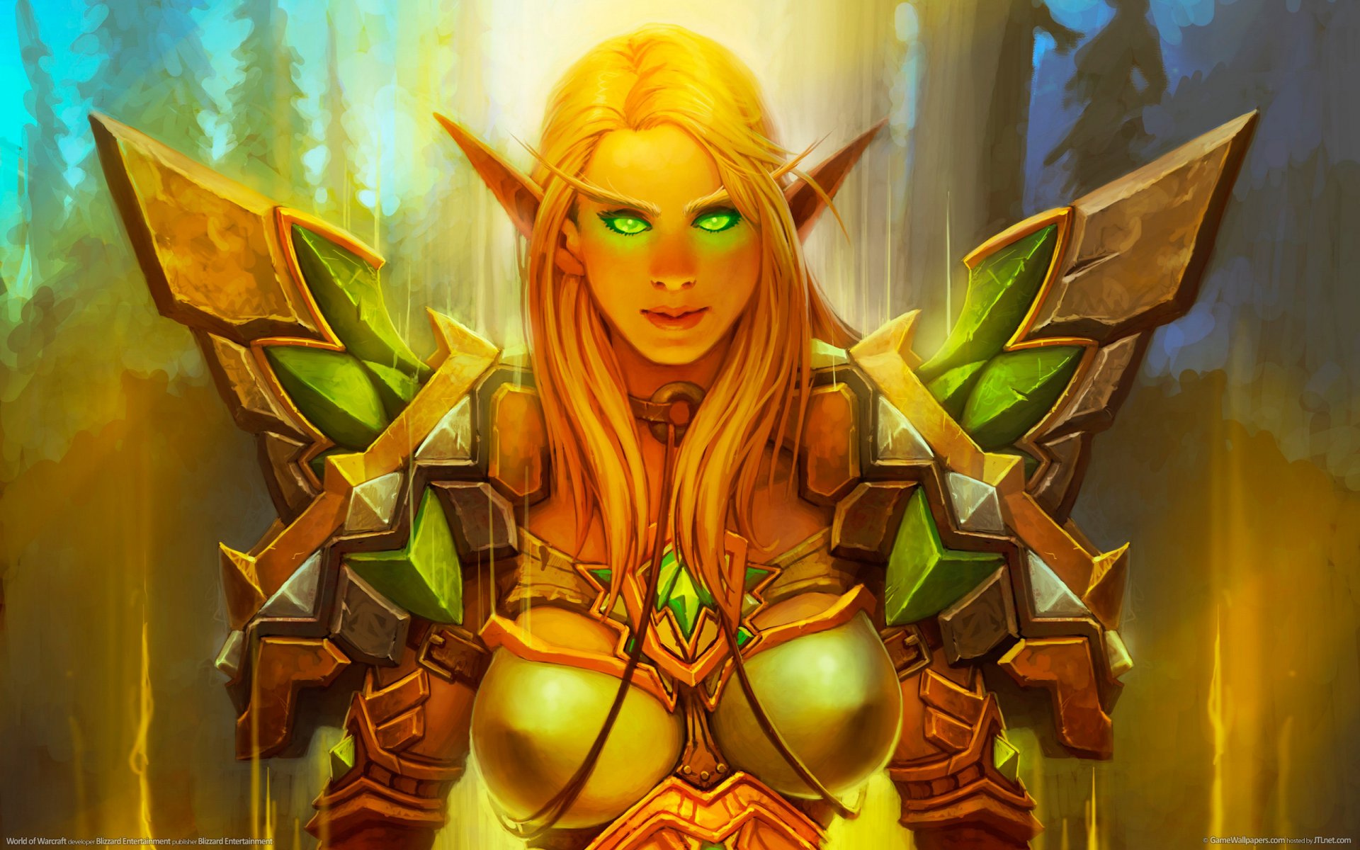 world of warcraft paladin bloody elf blood elf green eyes armour blizzard entertainment