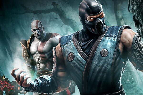 Sub zero против Кратоса в mortal kombat