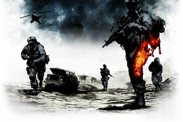 Soldati con mitragliatrici dal gioco Battlefield