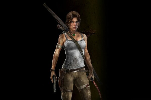 Game Tomb Rider. Fille avec un pistolet