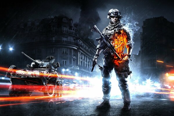 Battlefield 3 art games with a soldier and equipment