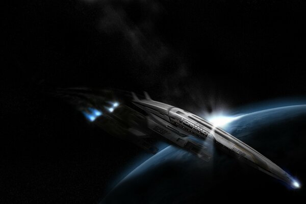 Spiel Mass Effect Raumschiff im Weltraum