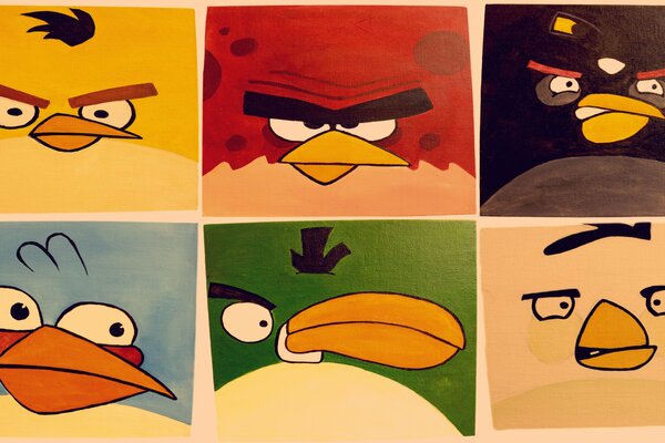 Bilder von Vögeln aus dem Spiel Angry Birds