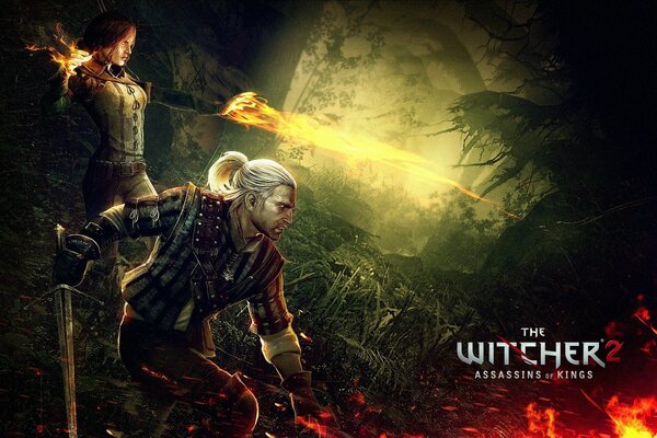 Cartel con los héroes del juego the Witcher 2