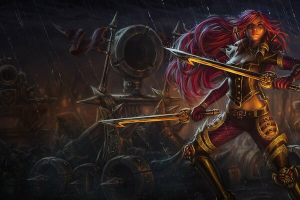 League of Legends ragazza guerriera con le spade