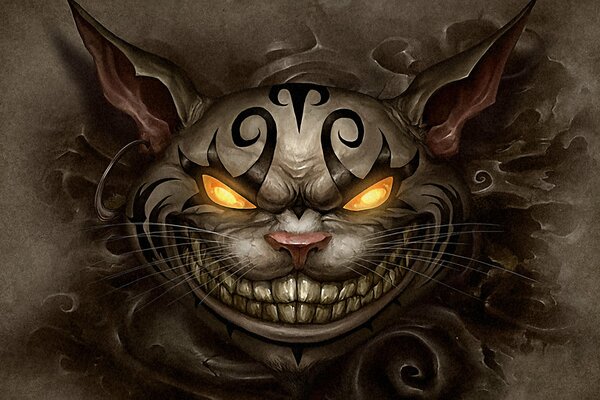 La faccia del gatto del Cheshire di Alice nel paese delle meraviglie