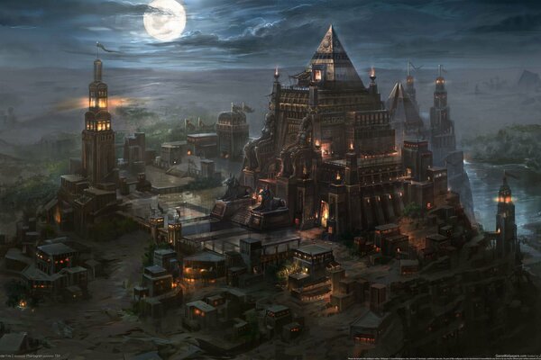 La città di notte in Kingdom under fire